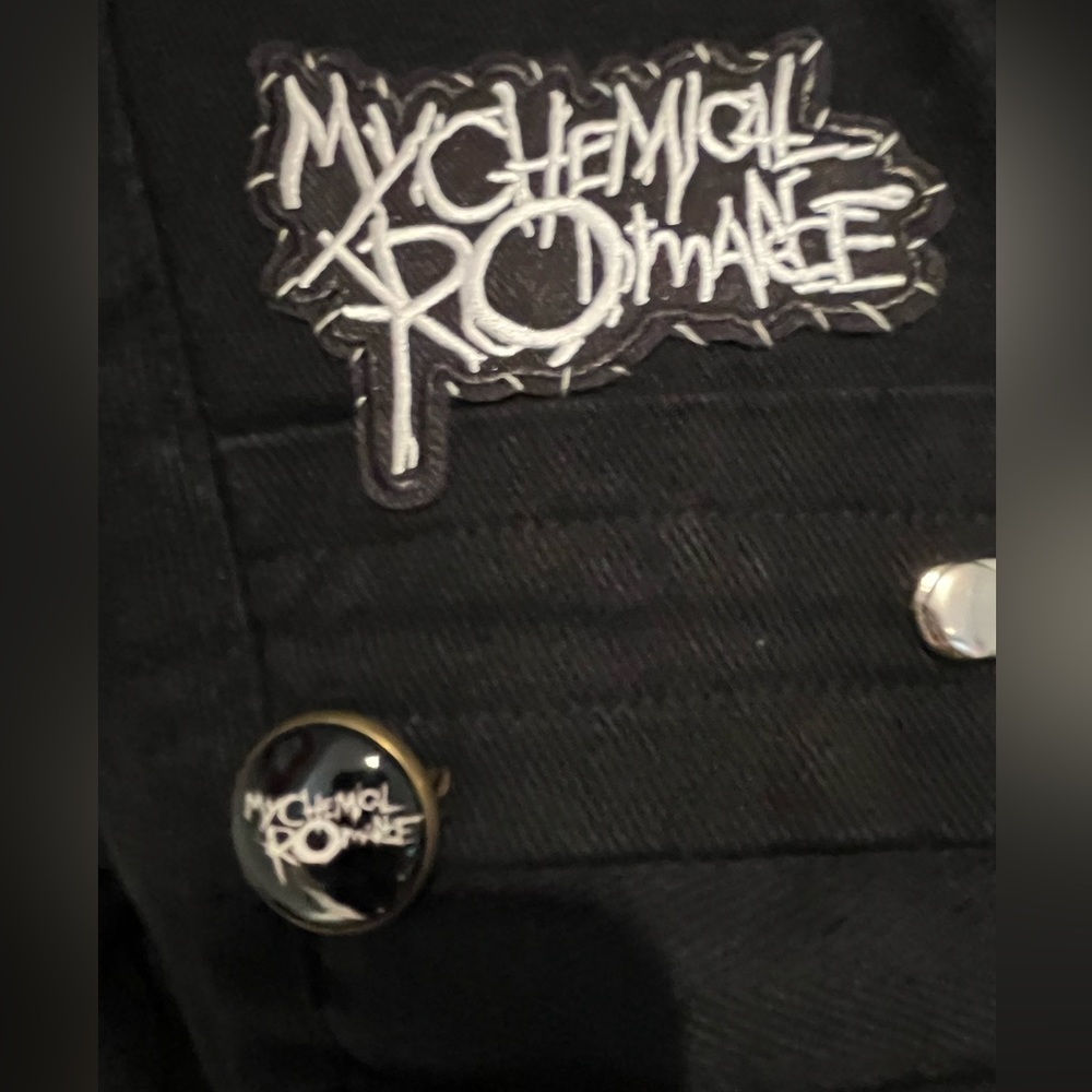 CUSTOM Skull & Rose Upcycled Rage Tripp NYC Buckle Coat MyChemRo Edition Sz S - Picture 12 of 16